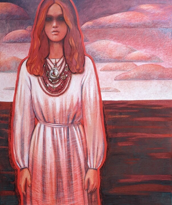 Картина под названием "Red County" - Alina & Alex Anokhin, Подлинное произведение искусства, Масло Установлен на Деревянная…