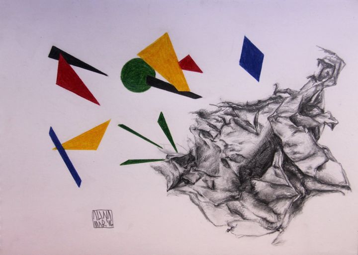 Dibujo titulada "The Conflict" por Alina Mar, Obra de arte original, Grafito