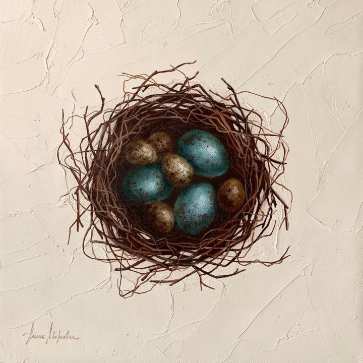 Peinture intitulée "“Bird nest” | Reali…" par Alina Marsovna, Œuvre d'art originale, Huile