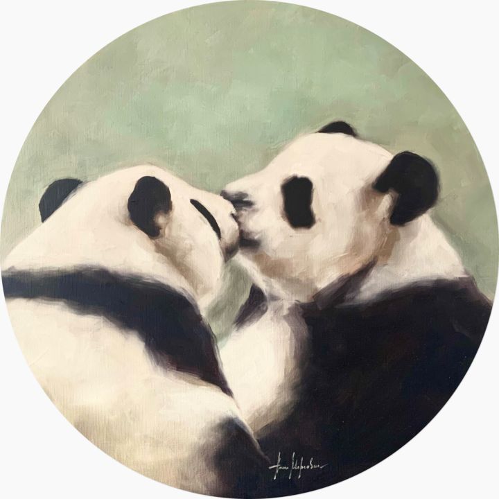 Painting titled "“The Kiss” | Round…" by Alina Marsovna, Original Artwork, Oil