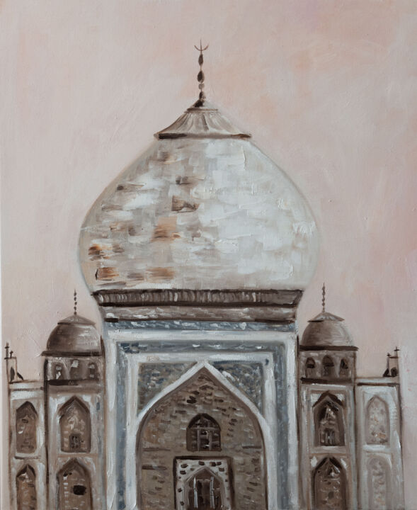 Painting titled "Taj Mahal India arc…" by Alina Odwyer, Original Artwork, Oil