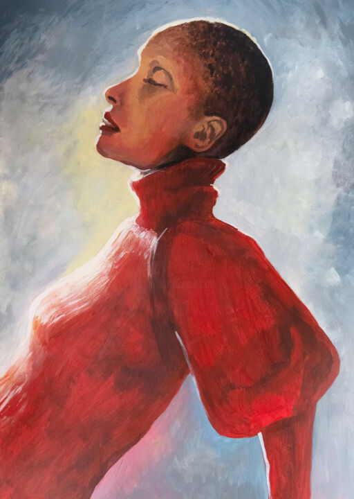 Painting titled "African american wo…" by Alina Odwyer, Original Artwork, Acrylic