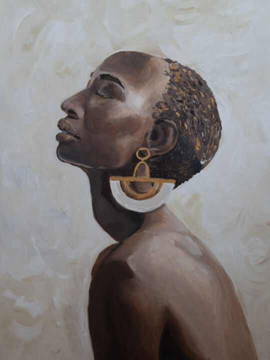 Painting titled "African American wo…" by Alina Odwyer, Original Artwork, Acrylic