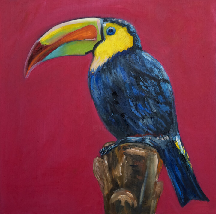 Painting titled "Toucan colourful bi…" by Alina Odwyer, Original Artwork, Oil
