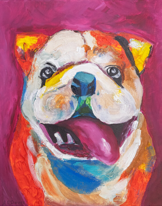 Painting titled "English bulldog col…" by Alina Odwyer, Original Artwork, Acrylic