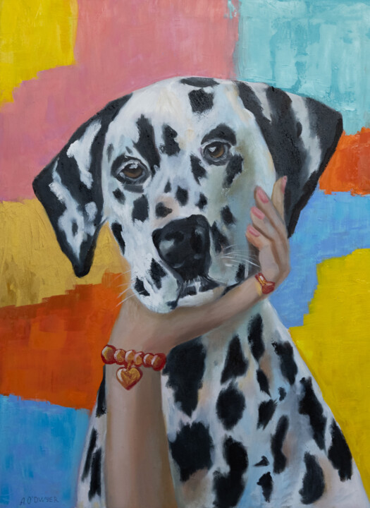 绘画 标题为“Dalmatian dog pop a…” 由Alina Odwyer, 原创艺术品, 油