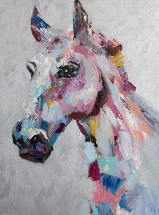 绘画 标题为“White horse abstrac…” 由Alina Odwyer, 原创艺术品, 油