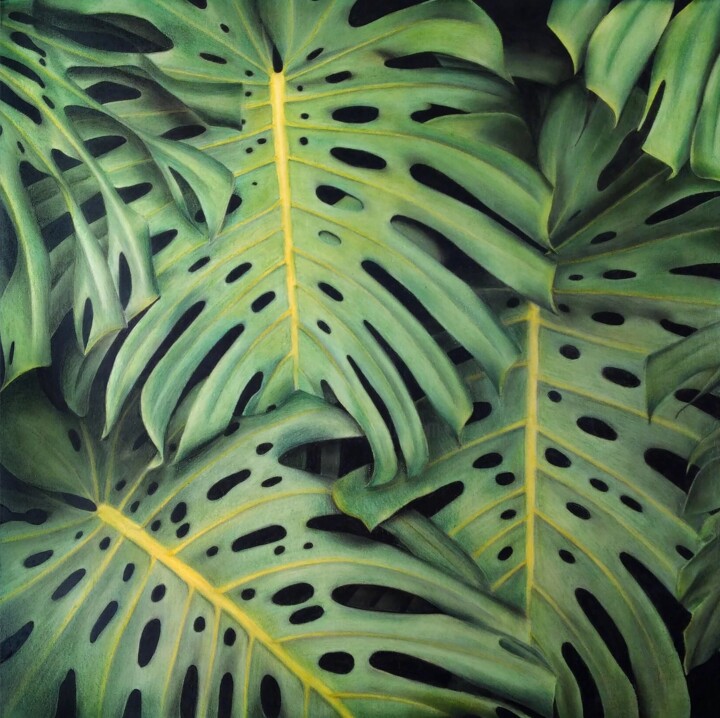 Peinture intitulée "Monstera" par Aline Belliard, Œuvre d'art originale, Acrylique