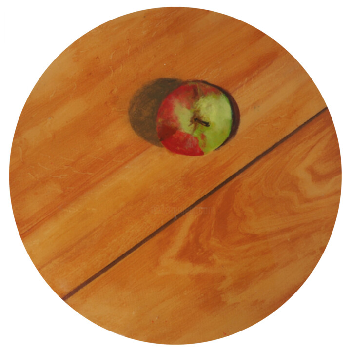 Painting titled "Fruit défendu" by Aline De Brauwere, Original Artwork, Acrylic Mounted on Wood Stretcher frame