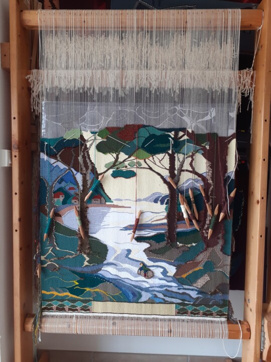 Textile Art titled "Bilbo comes to the…" by Aline Jegonday (atelier enila tityad), Original Artwork, Tapestry