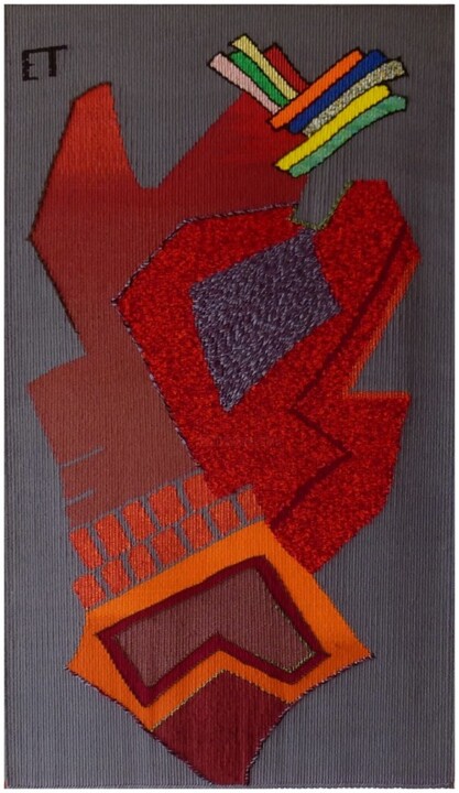 Sztuka tkaniny zatytułowany „Prométhée” autorstwa Aline Jegonday (atelier enila tityad), Oryginalna praca, Gobelin