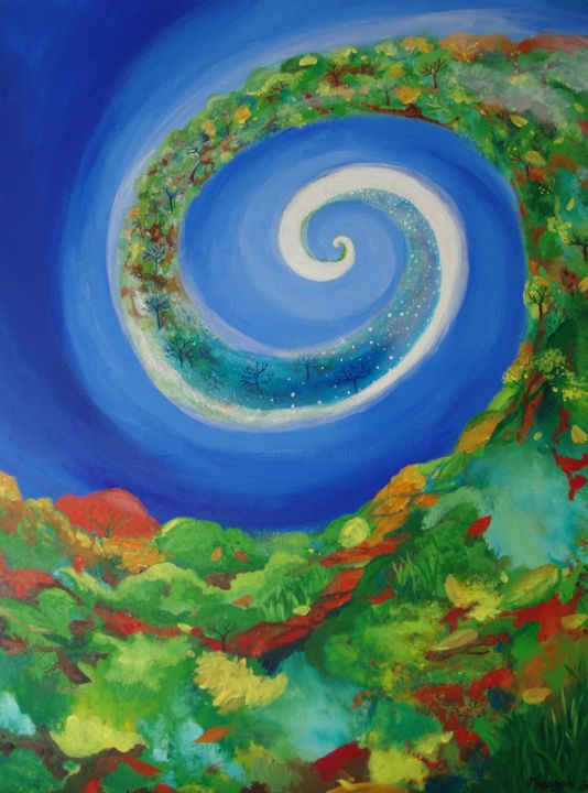 Peinture intitulée "Time spiral" par Aline Messager, Œuvre d'art originale