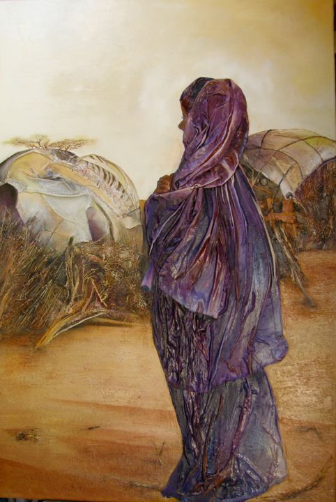 Peinture intitulée "LUNDJA fille du vil…" par Aline Villain, Œuvre d'art originale, Collages