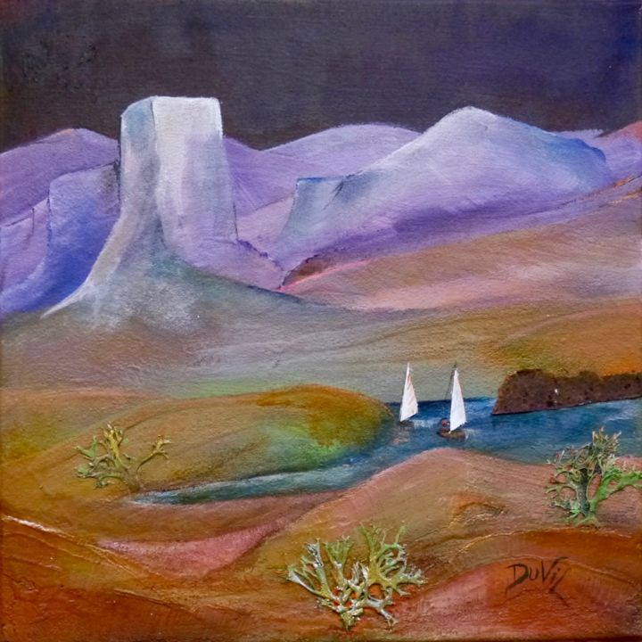 Peinture intitulée "La montagne" par Aline Villain, Œuvre d'art originale, Acrylique