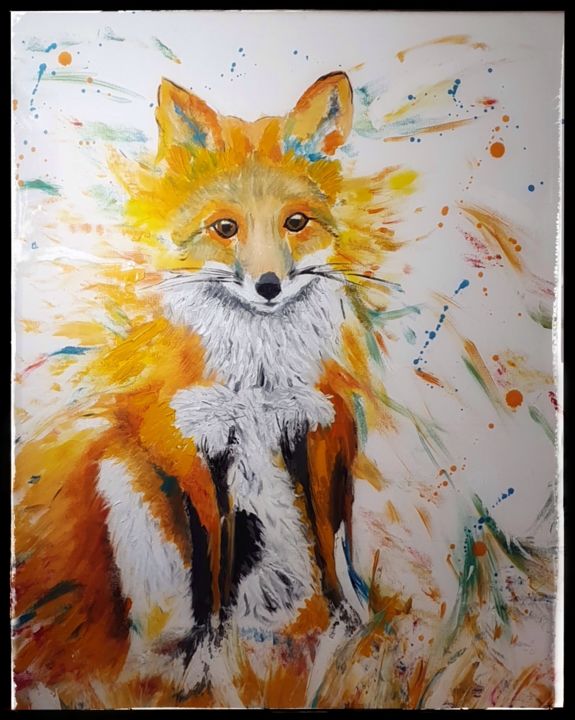 Картина под названием "Foxy color" - Aline Galvez-Fernandez, Подлинное произведение искусства, Масло