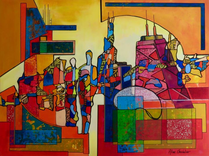 Painting titled "chicago.jpg" by Aline Chevalier, Original Art, Acrylic