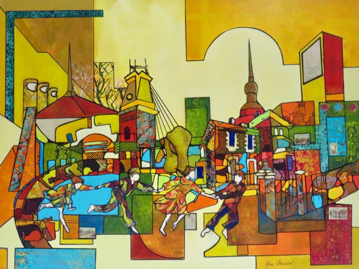 Painting titled "Irwin Garden Columb…" by Aline Chevalier, Original Art, Acrylic