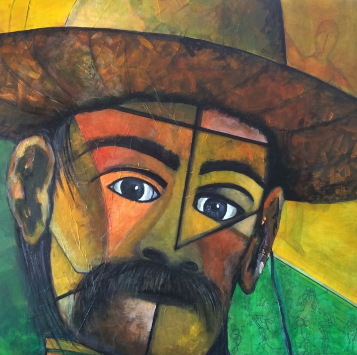 Collages titled "Giant of Guadalajara" by Aline Chevalier, Original Art, Paper