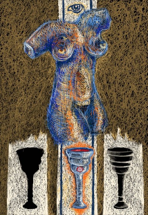 Digital Arts titled "Wine of Aluqah" by Alin Grigore, Original Art, Digital Painting