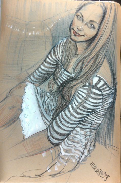 Dessin intitulée "Мари" par Ali Norouzi, Œuvre d'art originale, Crayon