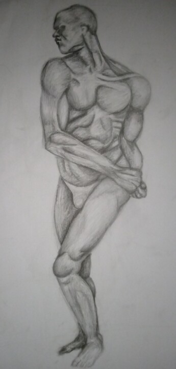 Dessin intitulée "Man in derision" par Aliobu Solomon, Œuvre d'art originale, Crayon