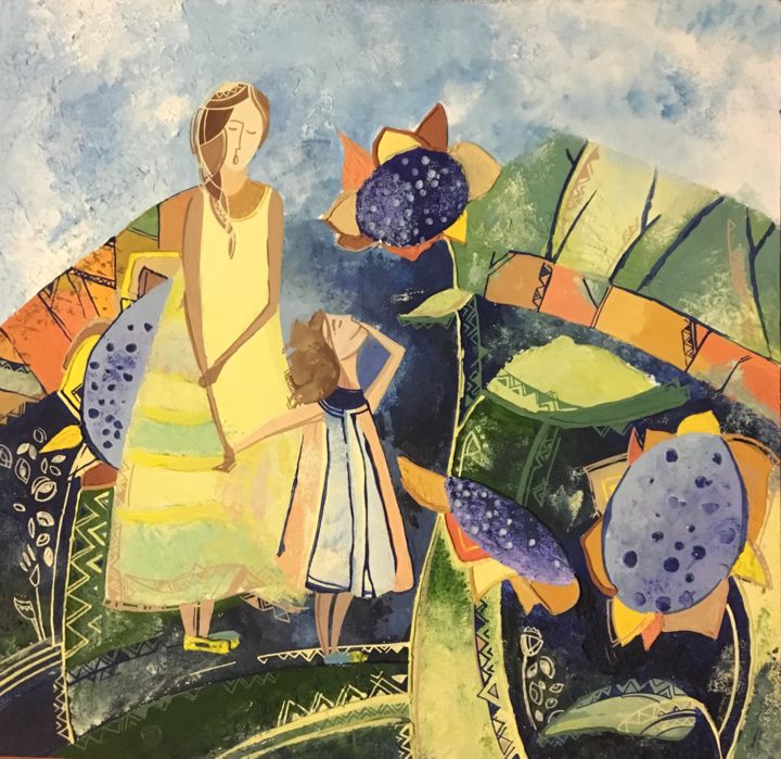 Painting titled "In the field" by Alona Chernenko, Original Artwork