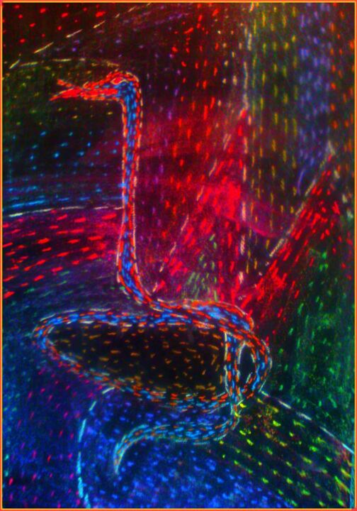 Peinture intitulée "Le serpent" par Alioune Badara Simal, Œuvre d'art originale, Huile