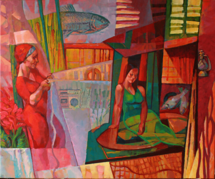 Pintura intitulada "Lagoon inhabitants" por Alireza Tarkibi, Obras de arte originais, Acrílico