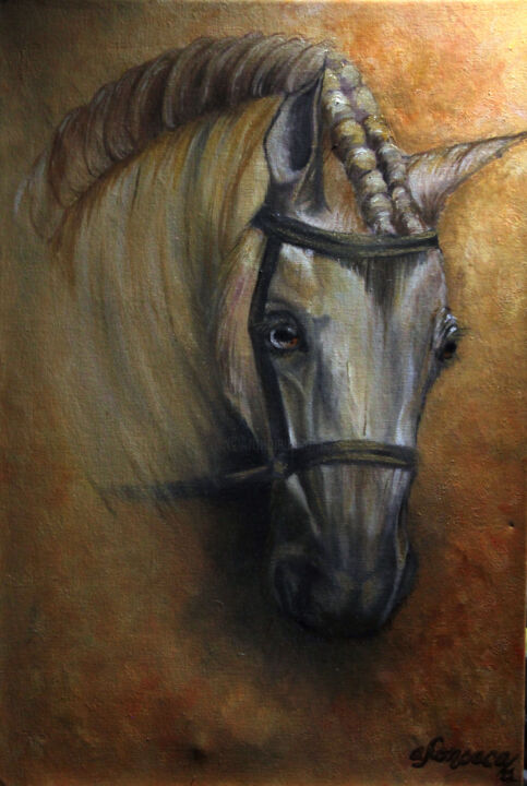 Painting titled "Caballo Marthina" by Alirio Fonseca Alvarez, Original Artwork, Oil