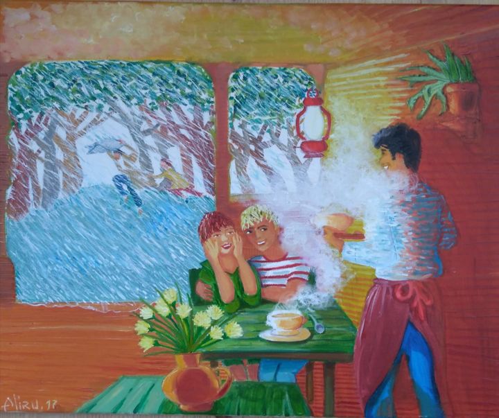 Pintura intitulada "La lluvia" por Aliru, Obras de arte originais, Óleo