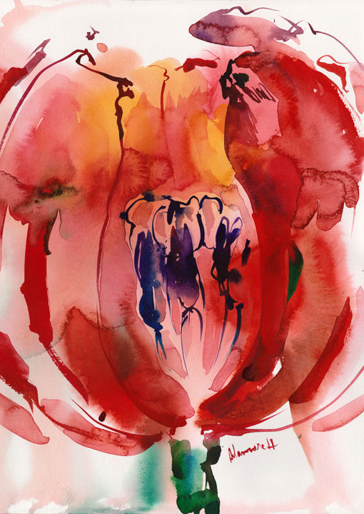 Painting titled ""Flames II"" by Alisa Adamsone, Original Artwork, Watercolor