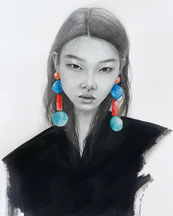 Drawing titled "“Bright accessory”" by Alisa Diakova, Original Artwork, Pencil