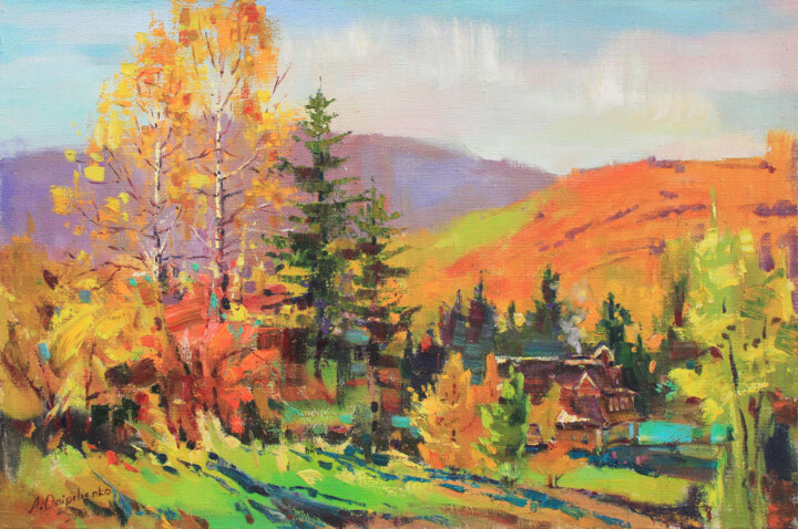 Painting titled ""Autumn sun"" by Alisa Onipchenko-Cherniakovska, Original Artwork, Oil