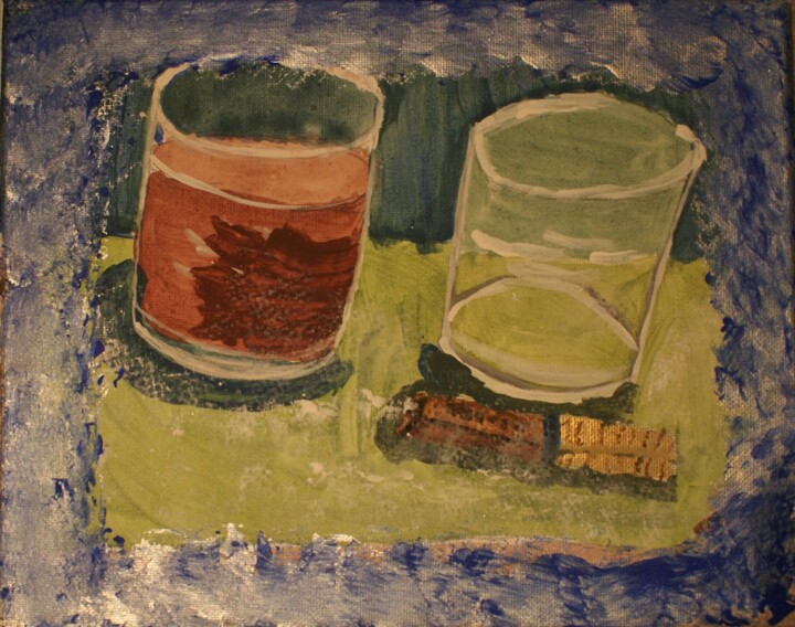 Peinture intitulée "deux verres" par Alisa Vorobyeva, Œuvre d'art originale