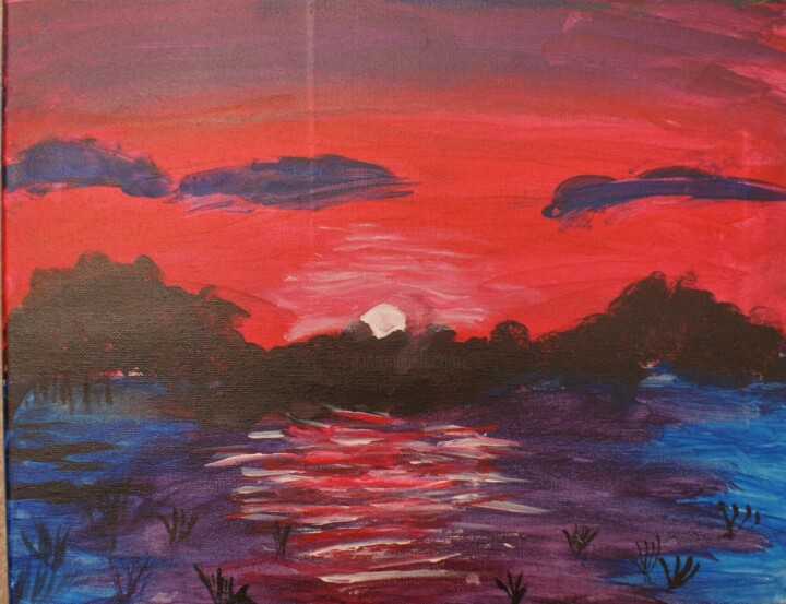 Pittura intitolato "dusk by the ghost l…" da Alisa Vorobyeva, Opera d'arte originale, Acrilico