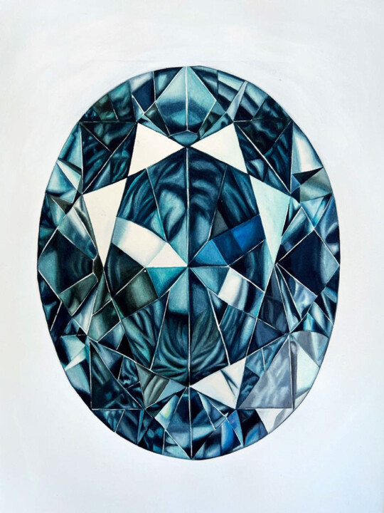 Peinture intitulée "Blue sapphire" par Alisa Vovk, Œuvre d'art originale, Aquarelle