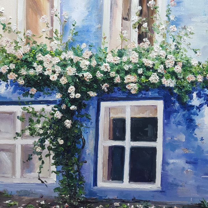 Картина под названием "Уютная улочка" - Натали  Дидух, Подлинное произведение искусства, Масло