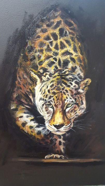 Painting titled "Гепард" by Natali Didukh, Original Artwork, Oil
