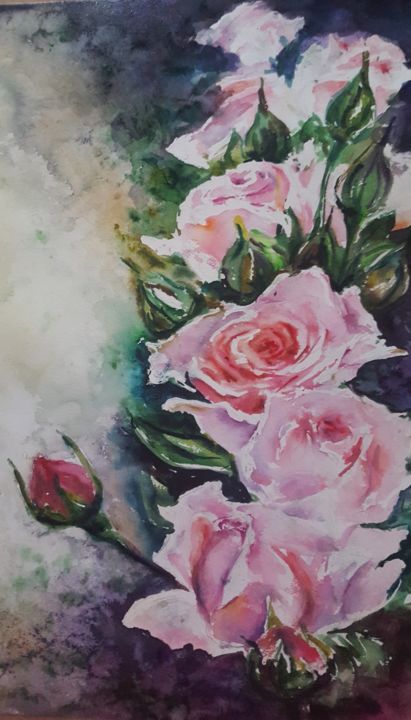 Painting titled "Мои акварели" by Natali Didukh, Original Artwork, Watercolor