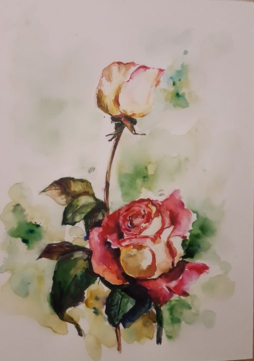 Картина под названием "Мои акварели "Розы"" - Натали  Дидух, Подлинное произведение искусства, Акварель