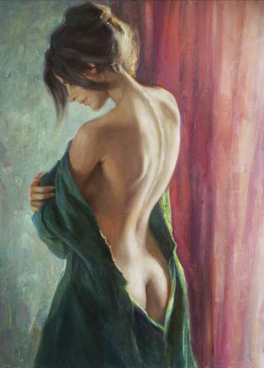 Pittura intitolato ""Undressing woman"" da Alisa Gibet, Opera d'arte originale, Olio