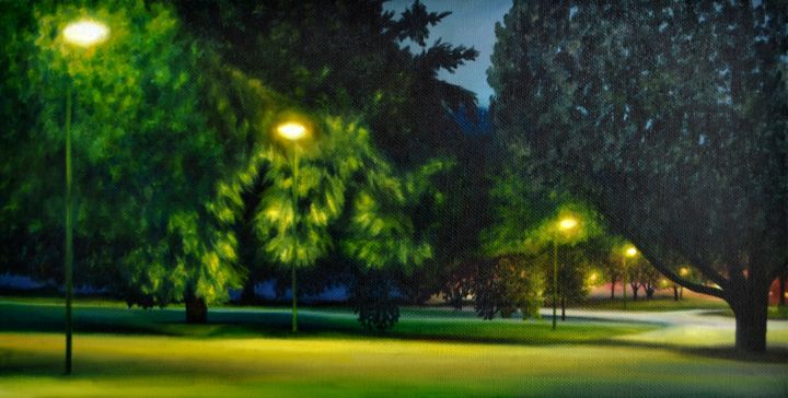 Peinture intitulée "Verte lumière" par Alissa, Œuvre d'art originale, Huile
