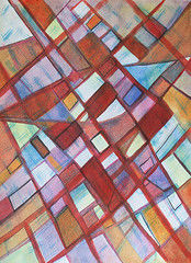 Painting titled "Active Squares" by Ally Melly, Original Artwork, Oil