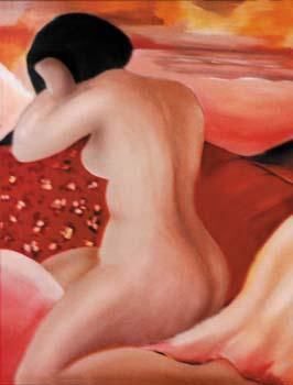 Peinture intitulée "FEMME AUX COUSSINS…" par Alix.F, Œuvre d'art originale