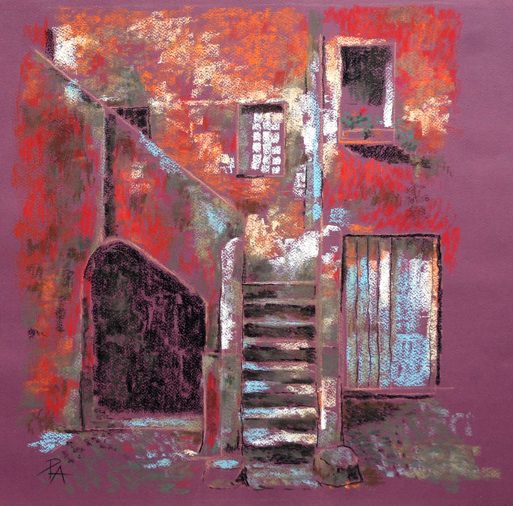 Painting titled "Home" by Aliz Posta, Original Artwork, Pastel
