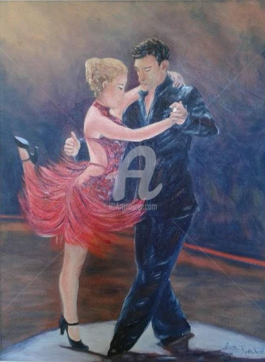 Schilderij getiteld "Dansons" door Lucie Robichaud, Origineel Kunstwerk, Olie