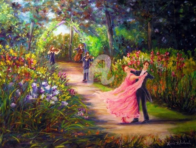 Pintura intitulada "Symphonie au jardin" por Lucie Robichaud, Obras de arte originais, Outro
