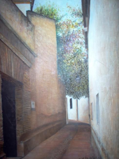 Peinture intitulée ""Calle Judíos"" par Alizarina, Œuvre d'art originale