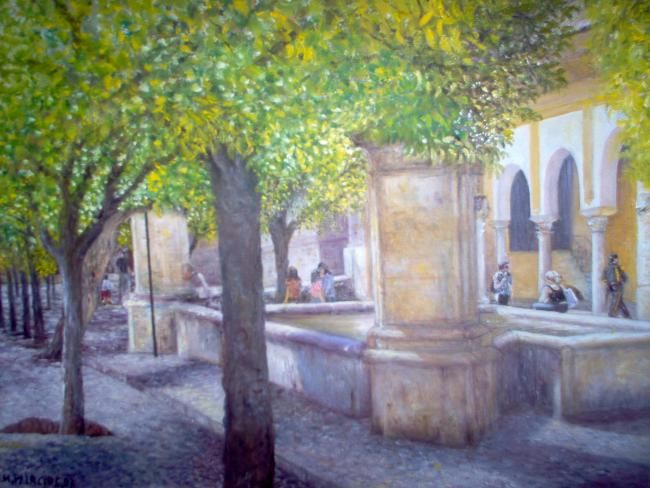 Peinture intitulée ""Naranjos y fuente…" par Alizarina, Œuvre d'art originale