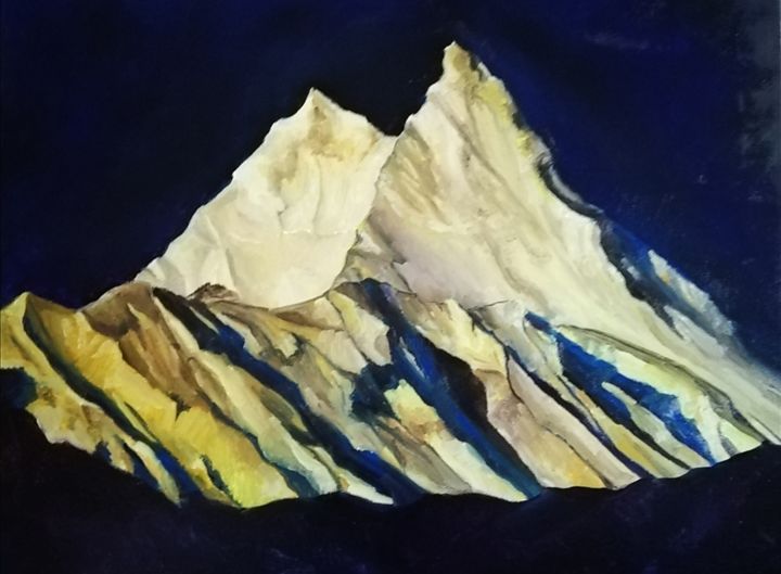 Картина под названием ""Гора Духа"" - Almira Krechetova, Подлинное произведение искусства, Масло Установлен на Деревянная ра…